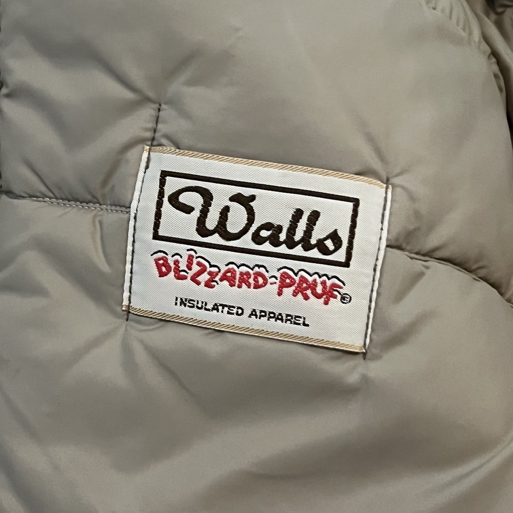 Vtg Walls Blizzard Pruf Insulated Puffer Jacket Beige Mens XLT Faux Fur - Picture 5 of 11